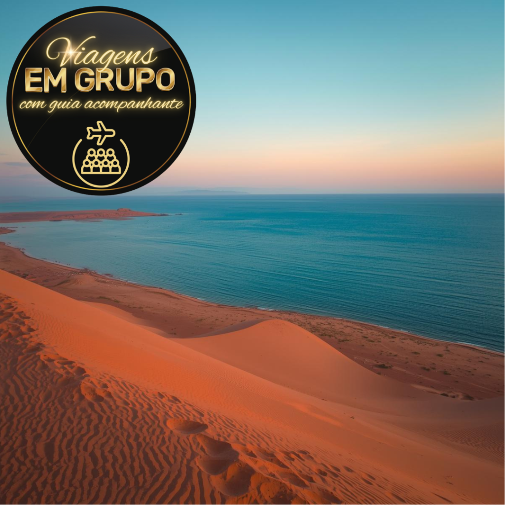 Uma linda imagem do mar da Jordânia, em meio às suas dunas - Viagem em grupo à Jordânia.