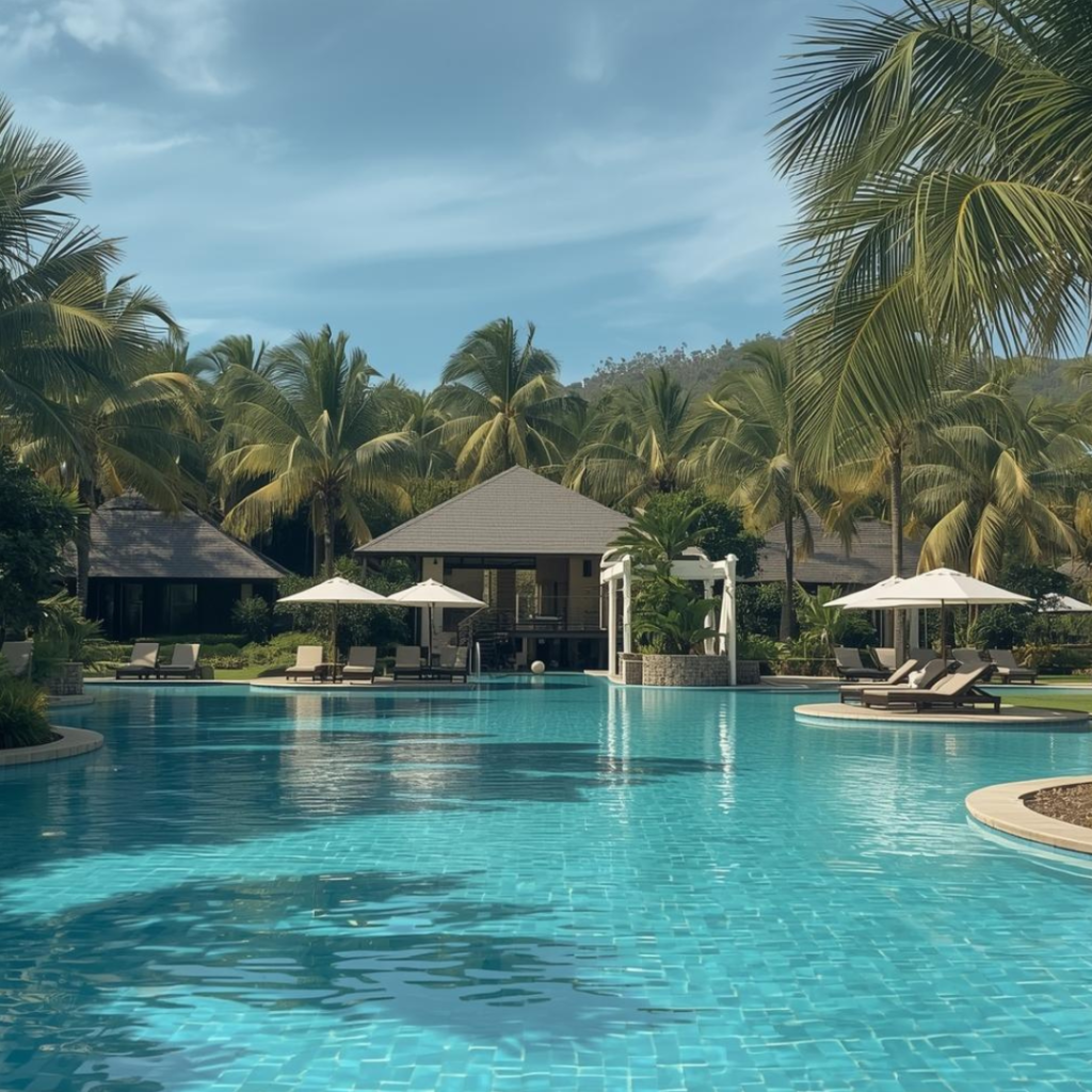 Vista do Sauípe Terra Resort com piscinas, áreas verdes e estrutura completa para férias inesquecíveis.