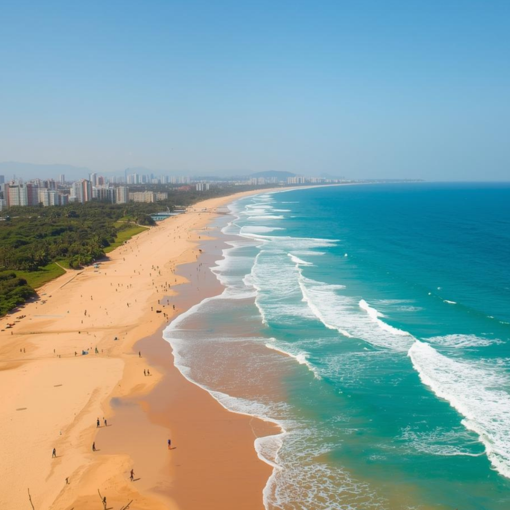 Imagem natalina nas praias do Rio Grande do Norte, com cenário tropical e festivo, destacando a frase ‘oportunidades de última hora’.